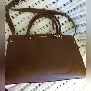 Brown Structured Purse with suede detail